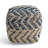 Wool and Cotton Pouf Ottoman - Natural/Blue