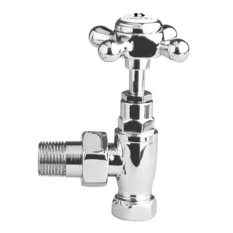 Solid Brass Angled Crosshead Radiator Valve, White