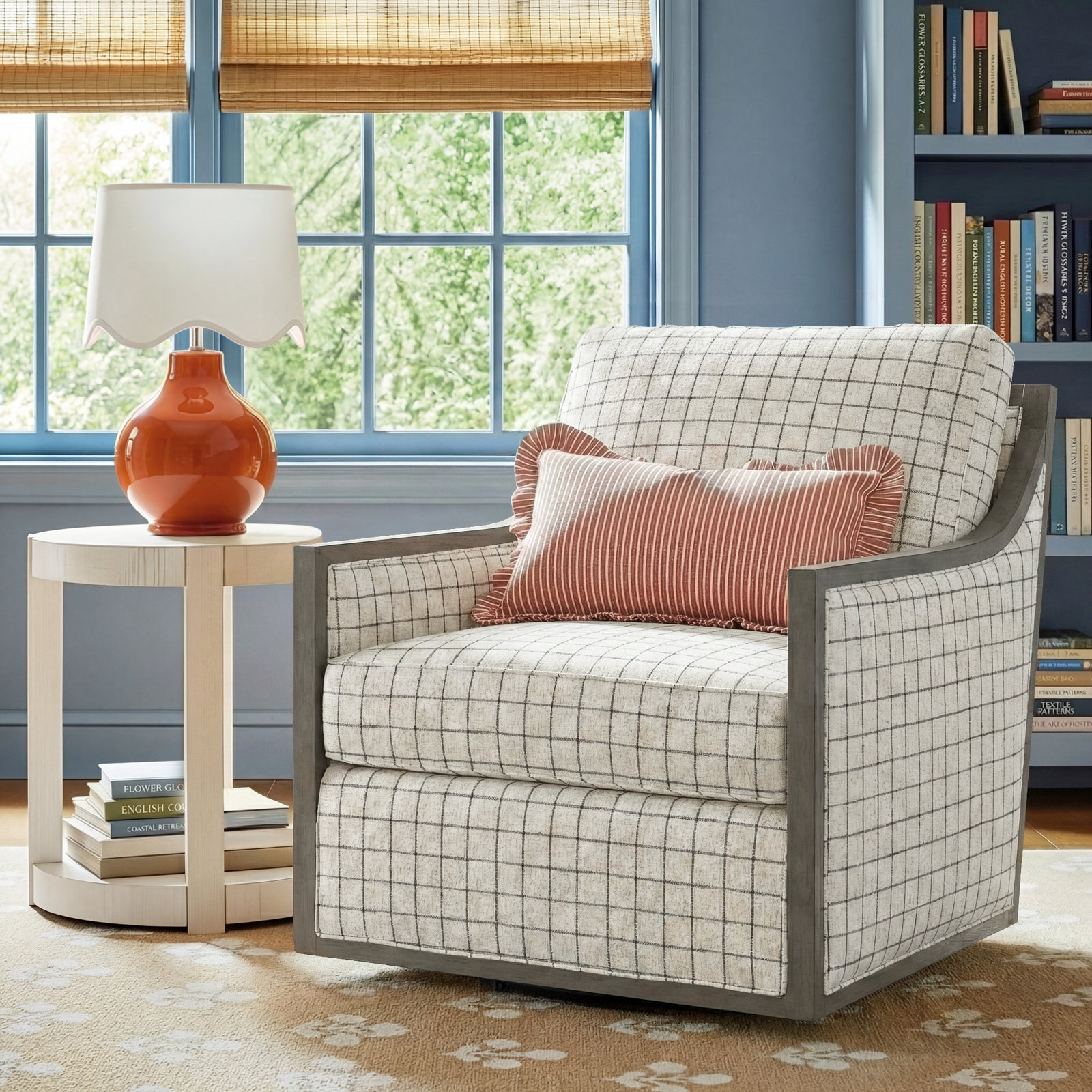 Icarus Upholstered Swivel Accent Chair, Beige