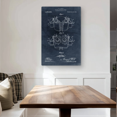 Football Protective Apparel Blueprint - Blue Metal Print Decor