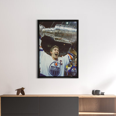 Huile sur toile encadrée 20x29 "Wayne Gretzky" Stanley Cup-V