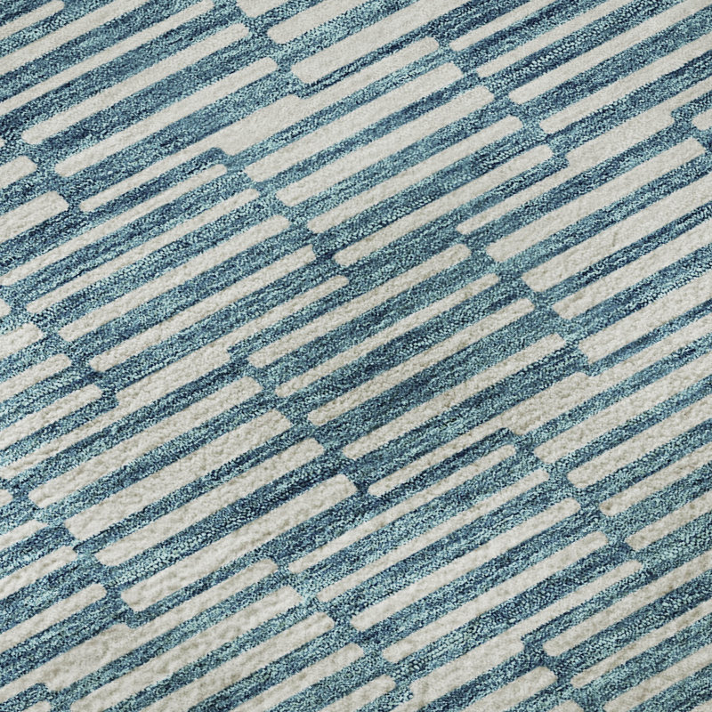 Premium Machine Washable Prisco Teal Rug, Round 8'