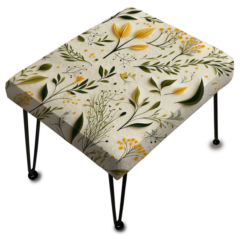 Yellow And Green Floral Simplicity - Floral Rectangle Ottoman
