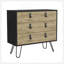 Commode H 29 po, commode 3 tiroirs, commode moderne avec pieds en épingle et détails métalliques, noir / macadamia-1363597307