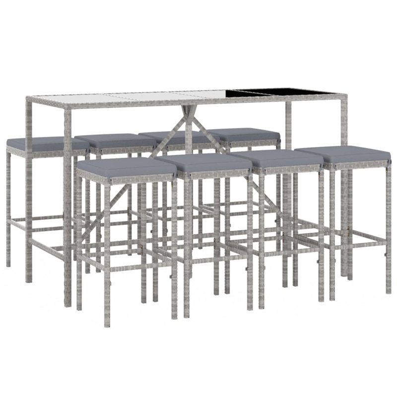 Ensemble de bar en osier avec tabourets Dalimil, gris, gris