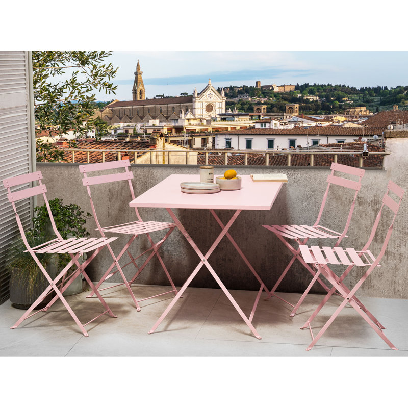 Rectangular 5 - Piece 4 - Person Outdoor Table Set, Pink
