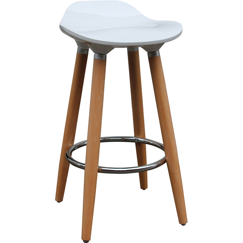 Counter Stool, White, Light Brown