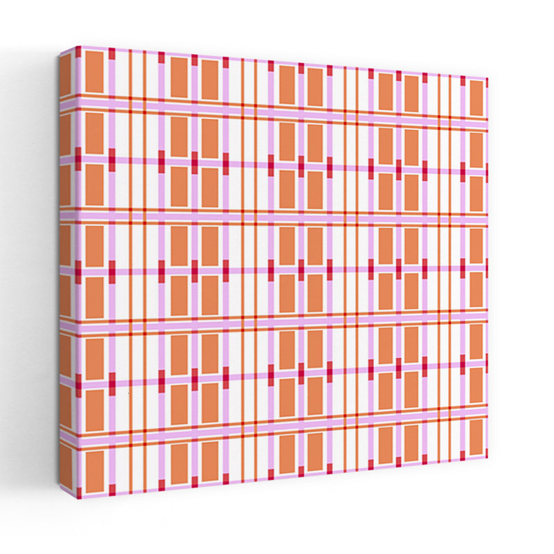 Art contemporain, art abstrait géométrique rétro, H 18 po x l 18 po, Rose