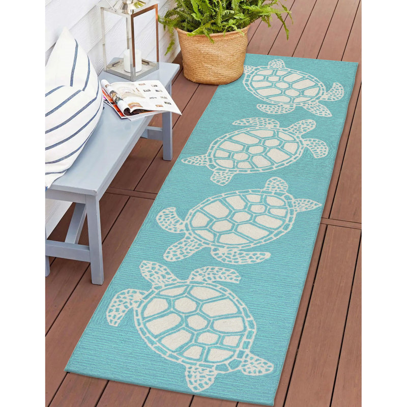 Tapis intérieur / extérieur bleu Walczak, Tapis de couloir 2 pi x 8 pi