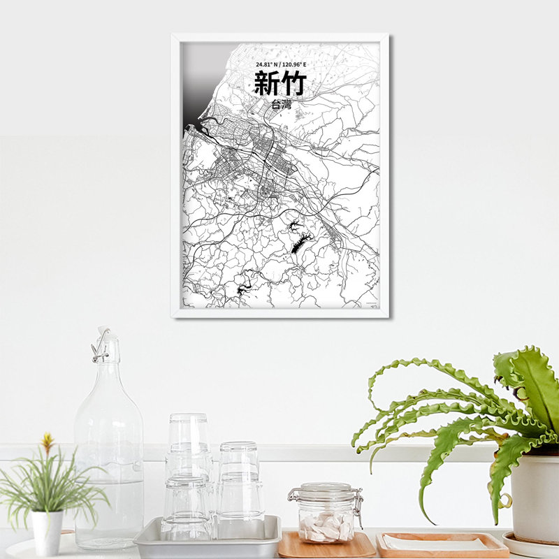 Hsinchu (chinois traditionnel), impression sur toile tendue, Noir / blanc