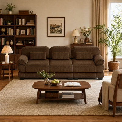 Modern Sleek Minimalist Modular Sectional Couch,3-seats, Comfy Thick Seat Cushions, Breathable Corduroy Fabric, for Living Room Bedroom & Apartment聽