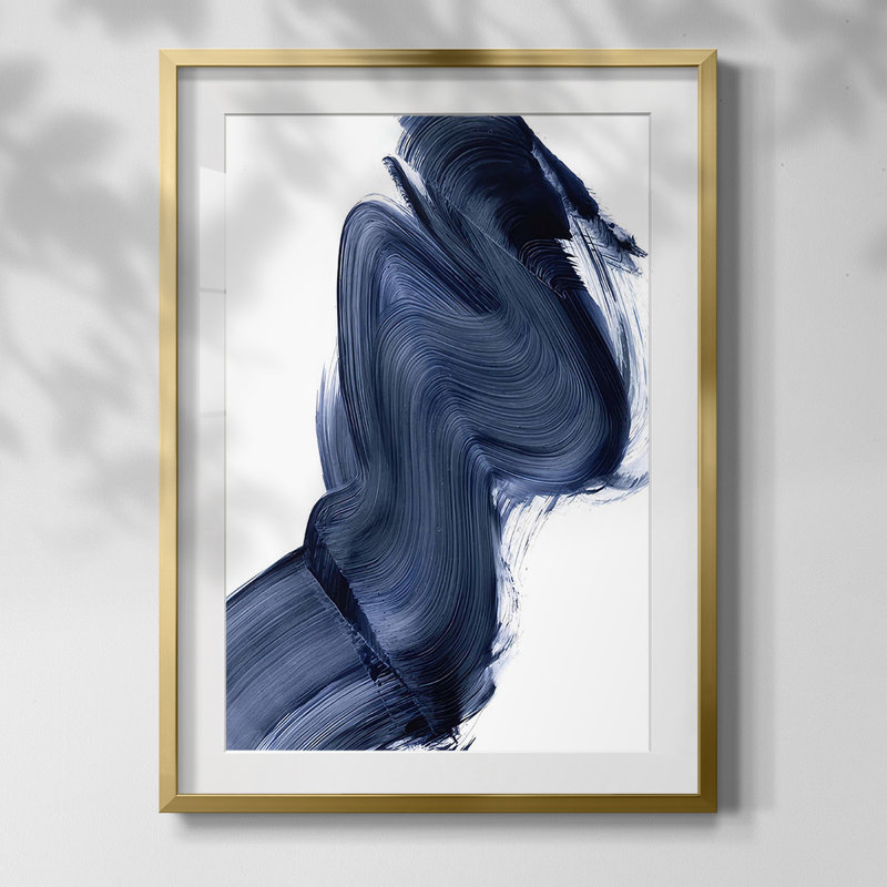 «Drifting Sea II», reproduction encadrée, Papier avec cadre doré, Blanc