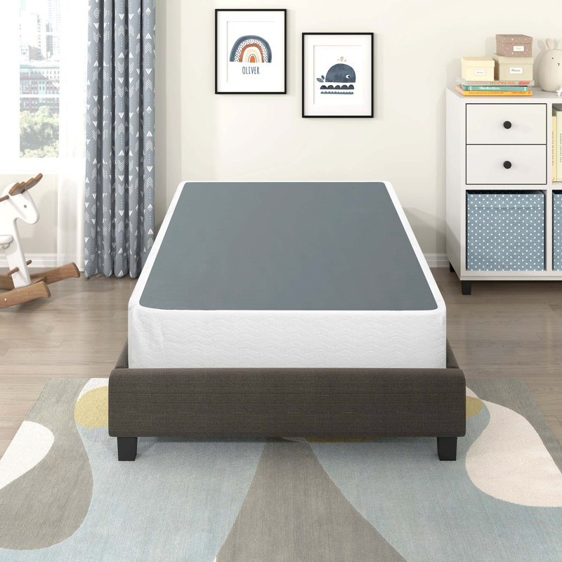 Structure de matelas en métal 1pc avec housse en tissu texturé, Lit simple