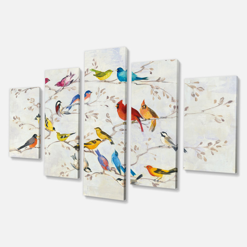 «», reproduction d’impression multi-pièces sur toile Multi-Color Bird on Tree