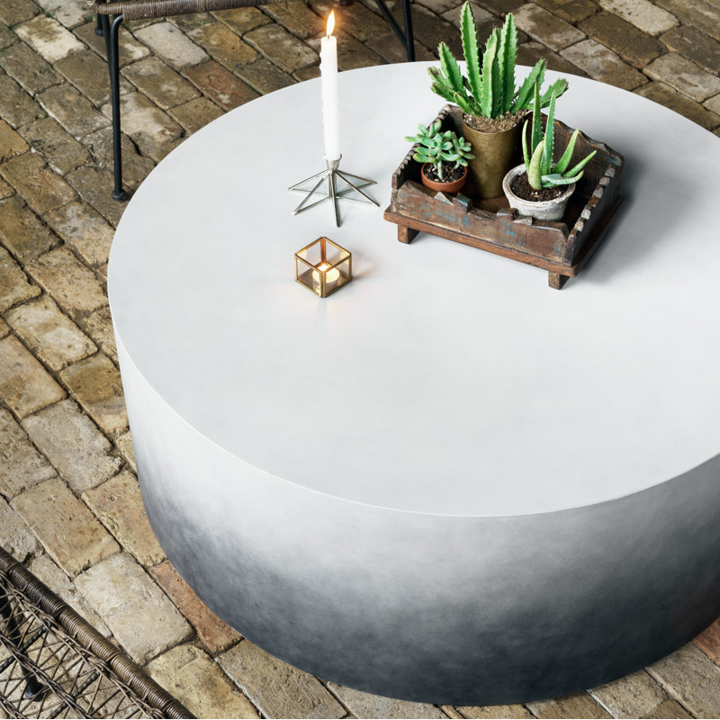 Colorado Outdoor Round Coffee Table, White Concrete
