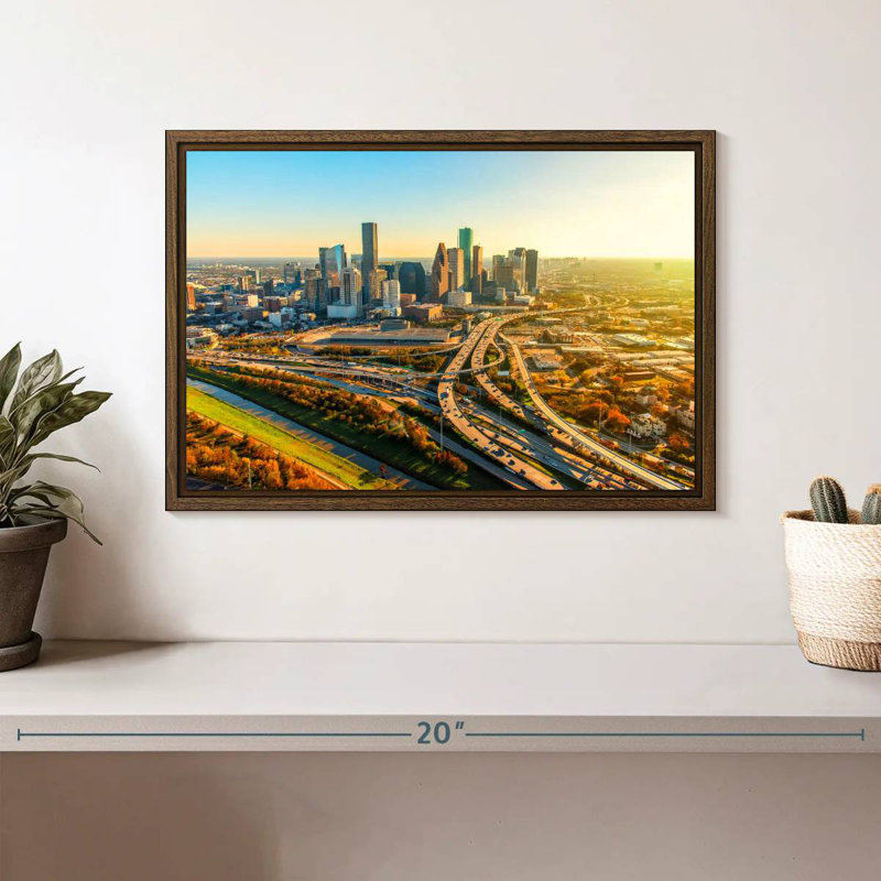 Golden Houston Highway, 13 po x 9 po, Cadre flottant noyer