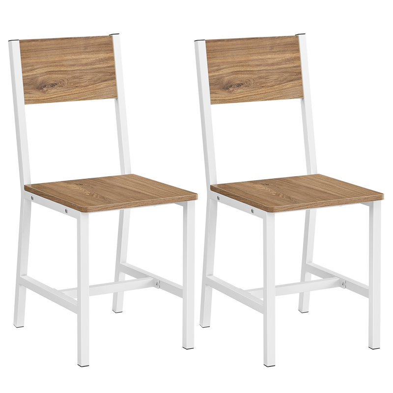 Ajayceon Upholstered Slat Back Parsons Chair, Brown/White, White
