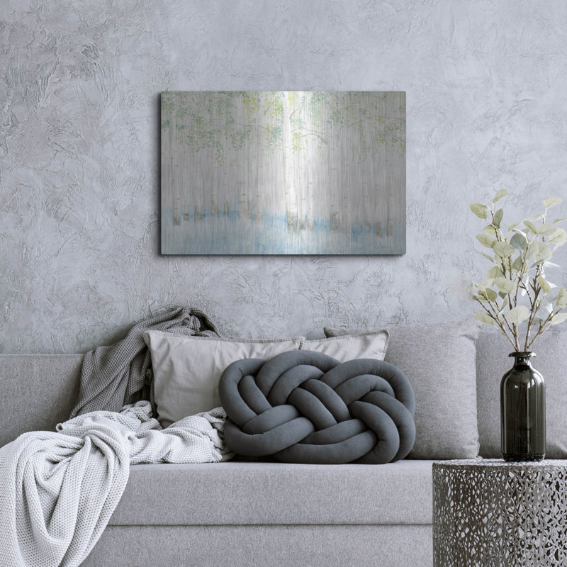 Art mural en métal Wrought Studio ™ «Soft Birches C» par James Wiens, H 24 po x l 36 po