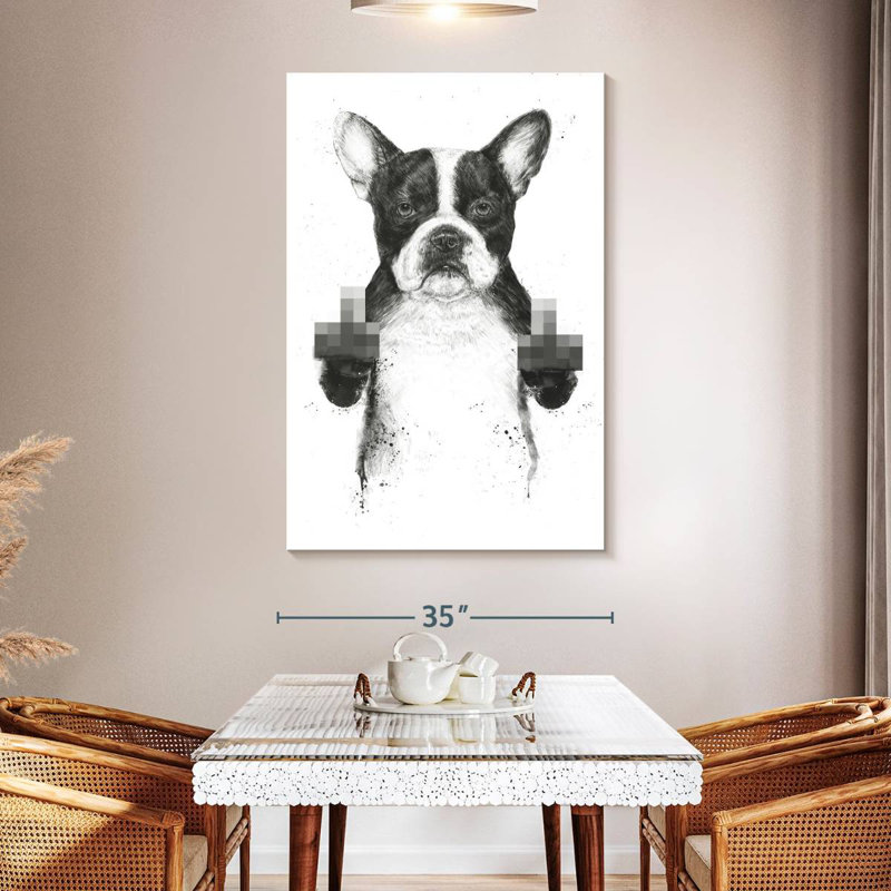Brampt chien censuré, H 51 po x l 34 po