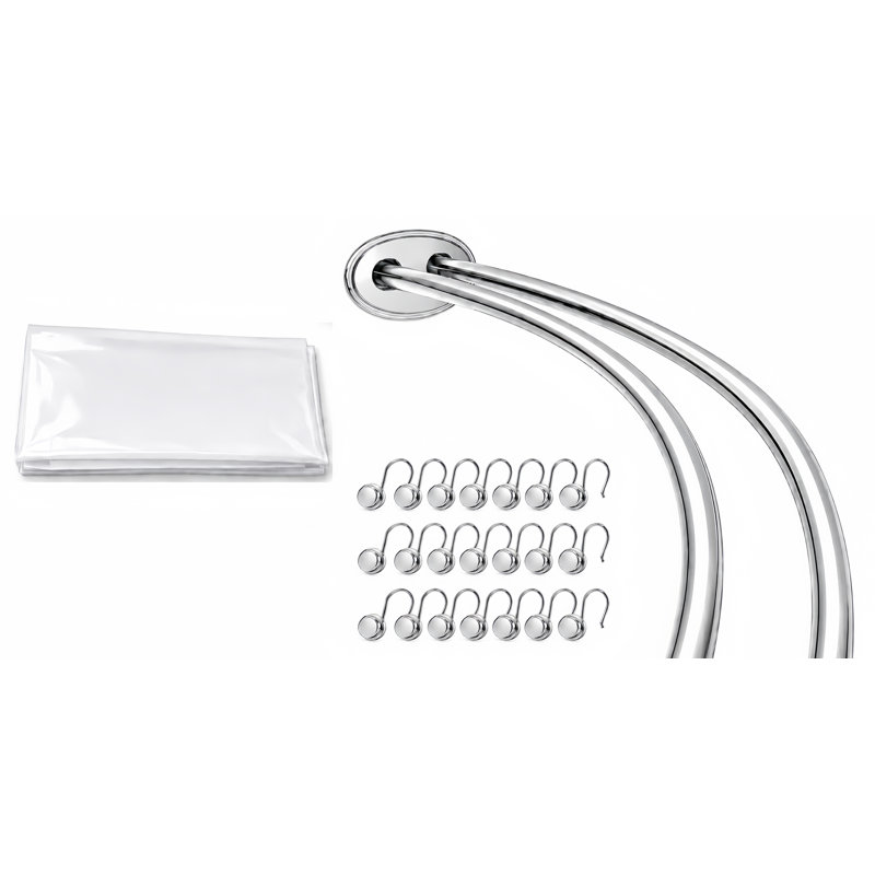 Tringle à rideau de douche à double paroi incurvée en aluminium à l'épreuve de la rouille Utopia Alley, Chrome
