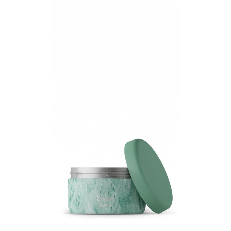 S'well Stainless Steel Triple-Layered Vacuum-Insulated 10 oz. Snack Container, Peppermint Tree