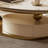 51"L x 27.5"W Oval Pandora Sintered Stone Coffee Table with Storage Drawer, Gold Stainless Steel Base, Modern Living Room Accent Table, Luxury Living Room Center Table