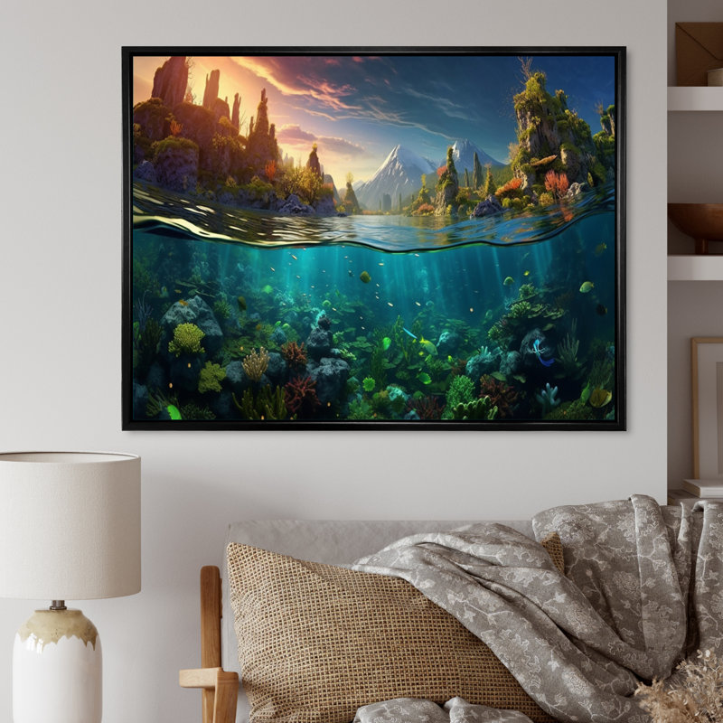 «Coastal Coral Beauty II», reproduction sur toile, 34" H x 44" W, Cadre flottant noir