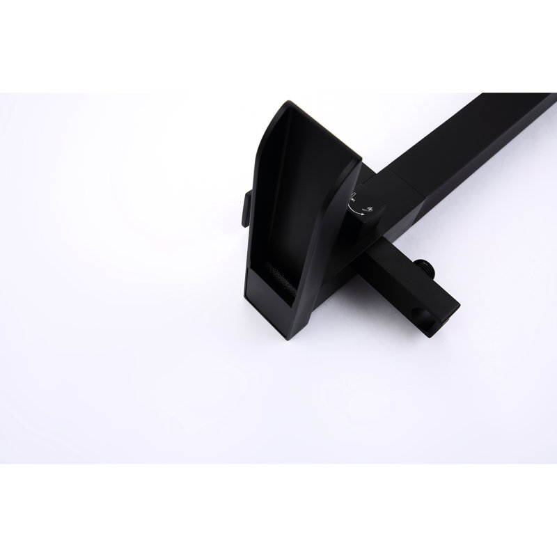 Robinet de baignoire noir mat avec douche à main et cascade - Acier inoxydable, haut débit, rouille et corrosion, autoportant pour un bain de luxe