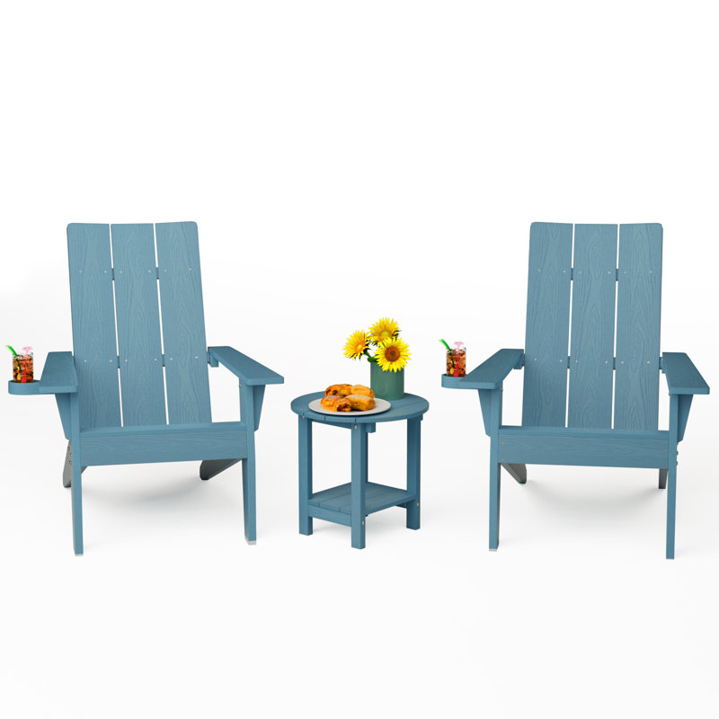 Outdoor Adirondack Chair With Table, Light Gray
