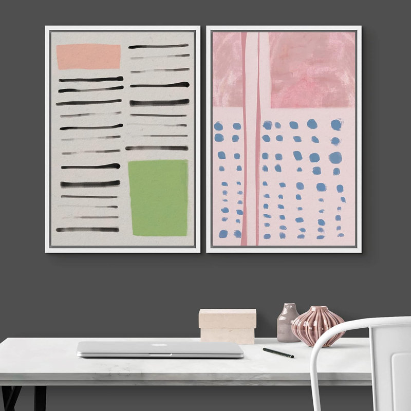 Abstract Vibrant Color Blocks 2 - Pieces, 24" H x 32" W, White