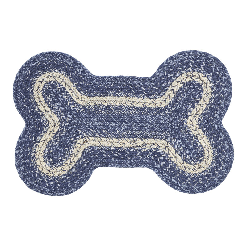 Tapis d'intérieur bleu tressé à la main Birt Whistle, Nouveauté 1 pi 3 po x 1 pi 11 po