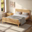 Lit plateforme moderne en rotin, cadre de lit en bois de style milieu du siècle avec tête et pied de lit en rotin tressé, lit pour chambre à coucher