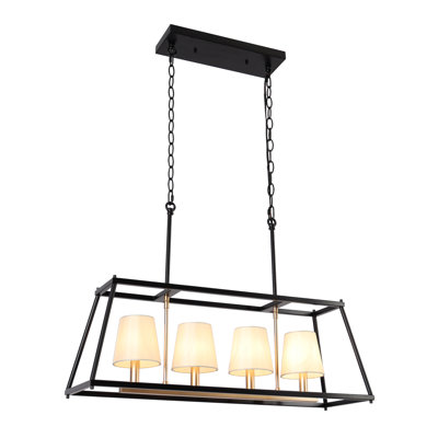 Lustre rectangulaire moderne en tissu à 4 lumières Doly