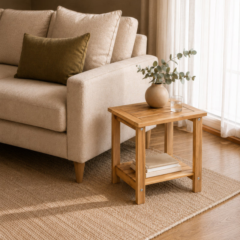 Table d'appoint d'extérieur Candrice, Naturel clair