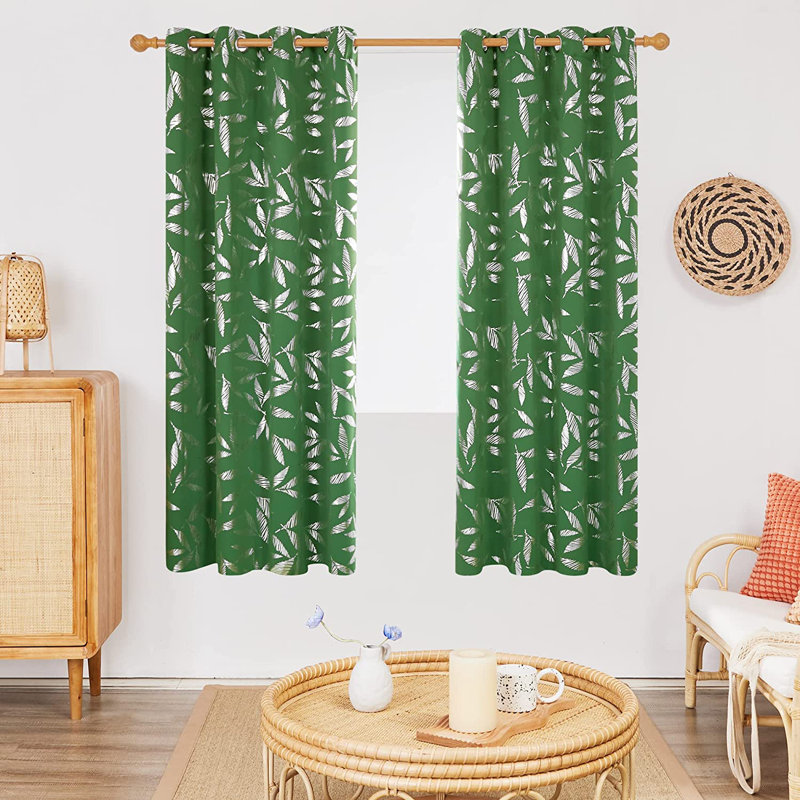 Polyester Room Darkening Curtain Pair, Dark Green, 52" W x 72" L