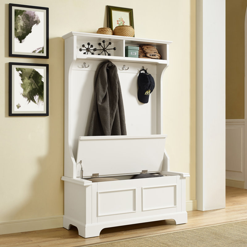 Tamson Hall Tree 40'' Wide with Bench, White