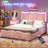 Velvet Upholstered Platform Bed Frame with Height Adjustable Headboard-229704850-231173043
