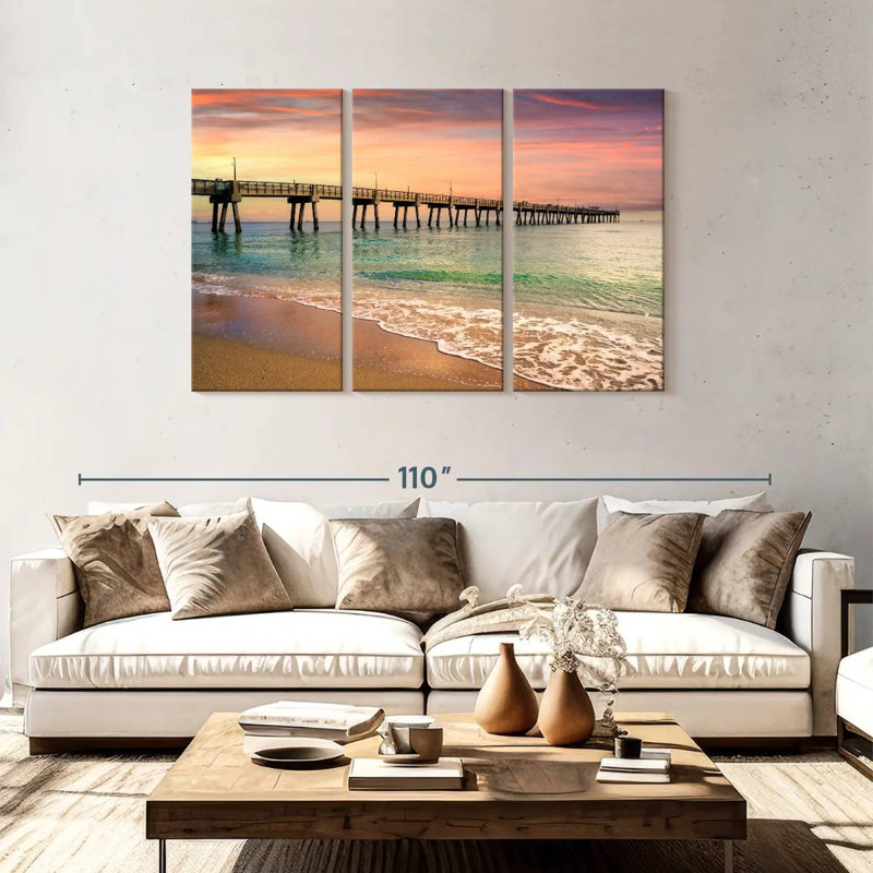 Aletra Beach Pier Sunrise South Florida, H 48 po x l 74 po