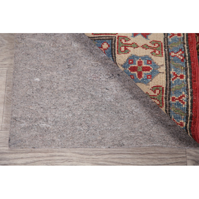 Tapis unique en laine noué à la main Kazak de 4 pi x 5 pi 7 po rouge Nithun