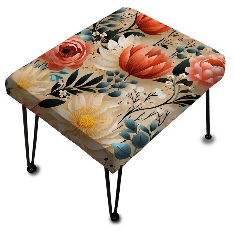 Playful Oasis Floral Pattern - Floral Rectangle Ottoman