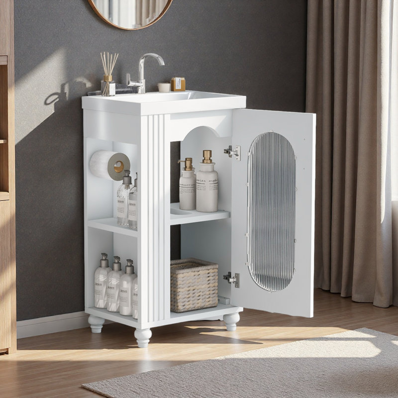 Meuble-lavabo de 20 po avec lavabo, meuble-lavabo avec tablette à deux niveaux