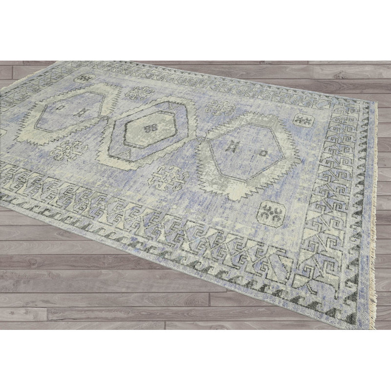 Tapis unique gris / lavande / gris anthracite de 5 pi 2 po x 7 pi 7 po Malkhas, Rectangle 5 pi 2 po x 7 pi 7 po