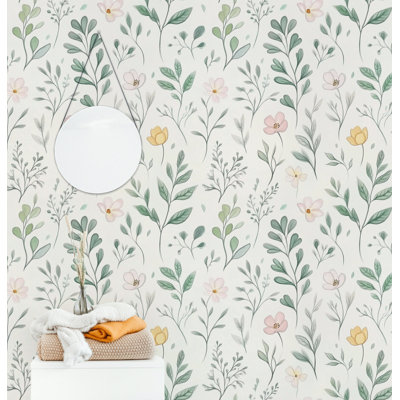 Rouleau de papier peint floral pastel