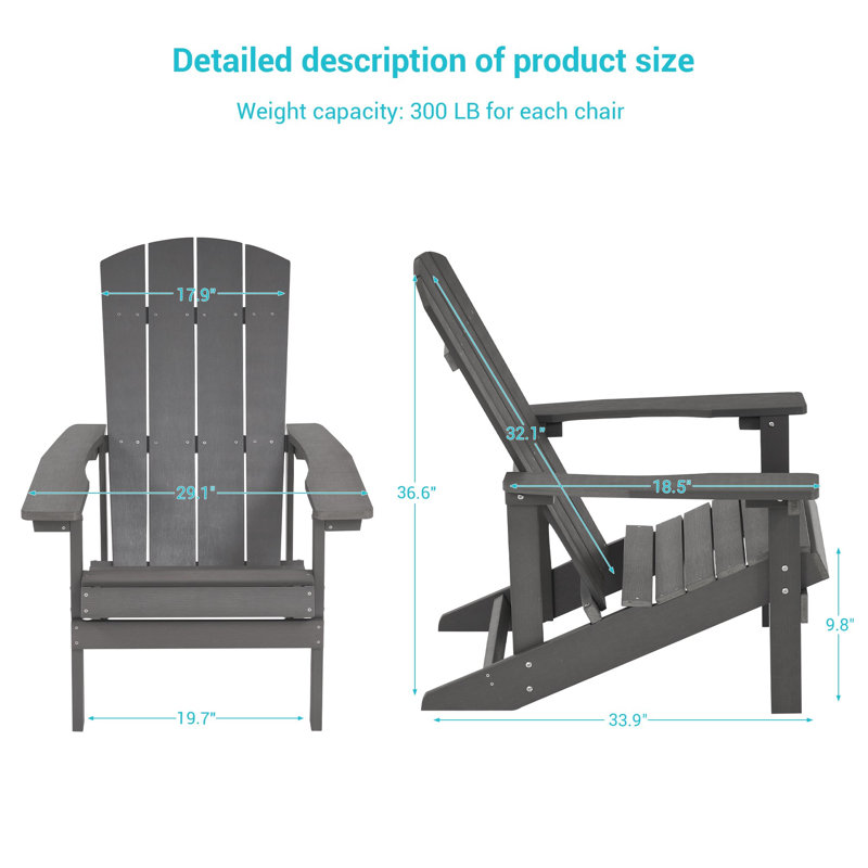 Armenio Outdoor Adirondack Chair, Charcoal Gray