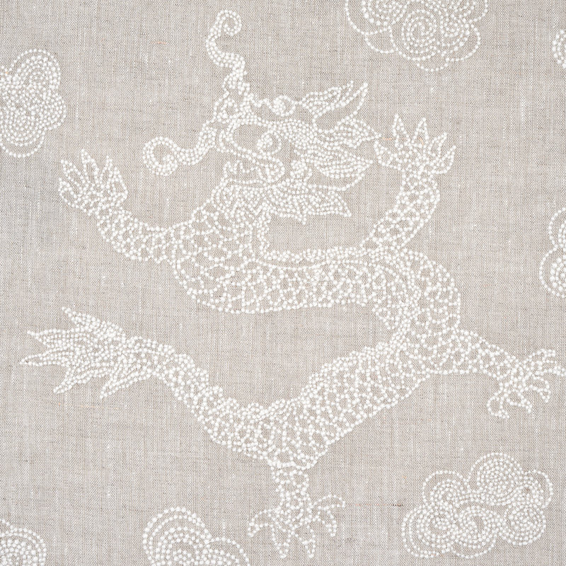 Dragon Embroidery Fabric, Ivory/Natural