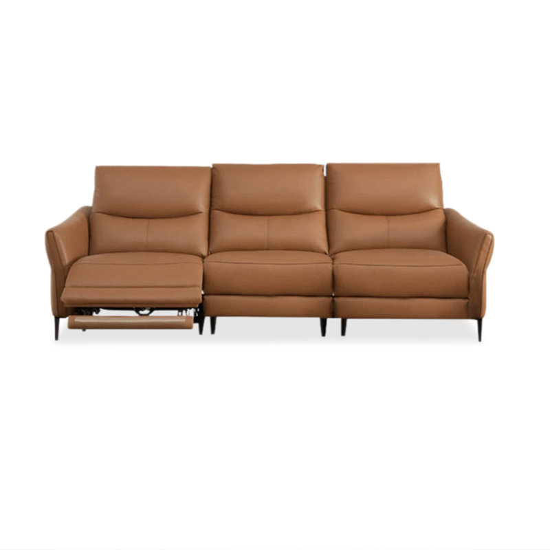 Canapé modulaire orange en similicuir, 36.22" H x 88.98" W x 38.19" D