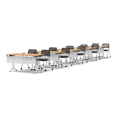 10 Person Training Meeting Seminar Tables with Modesty Panels and 10 Chairs Complete Set