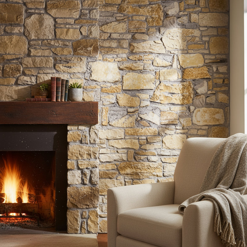 3D Faux Stone Wall Panels, Lightweight Foam Decorative Wall Cladding for Interior Accent Walls, Easy to Install, Water-Resistant & Insulated, Set of 9 (Covers 48 Sq Ft)