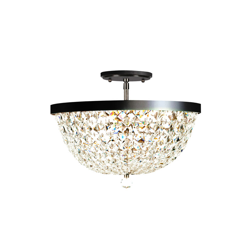 Plafonnier semi-encastré 3 lumières Crystal Baller Crystal, Noir Héritage