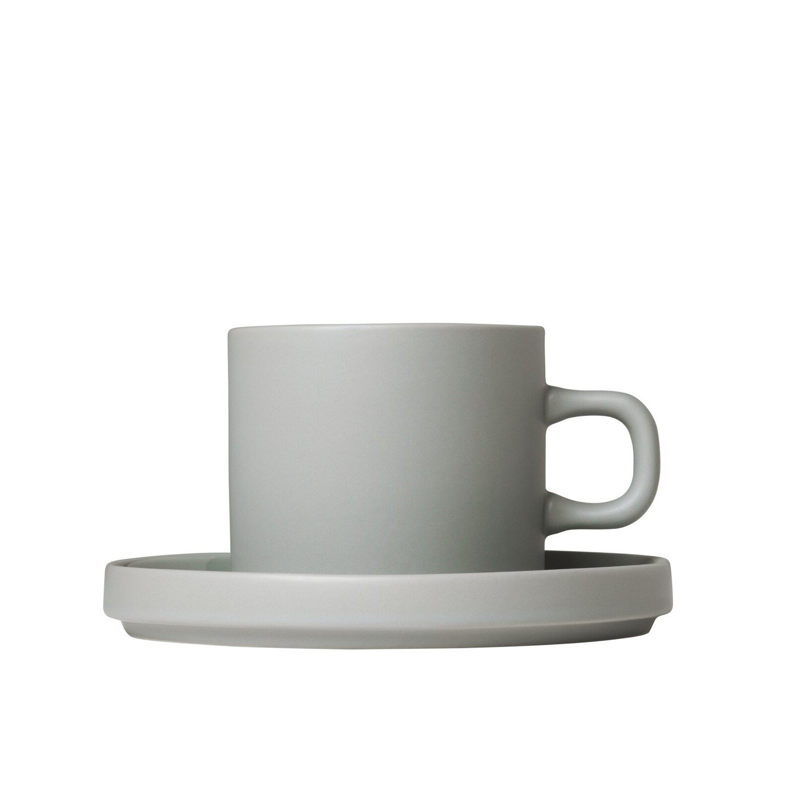 PILAR Stoneware Coffee Mug & Saucer, Mirage Gray